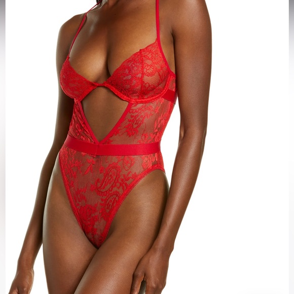 Mapale Other - Mapale Red Lace Cutout Strappy Teddy New S/M